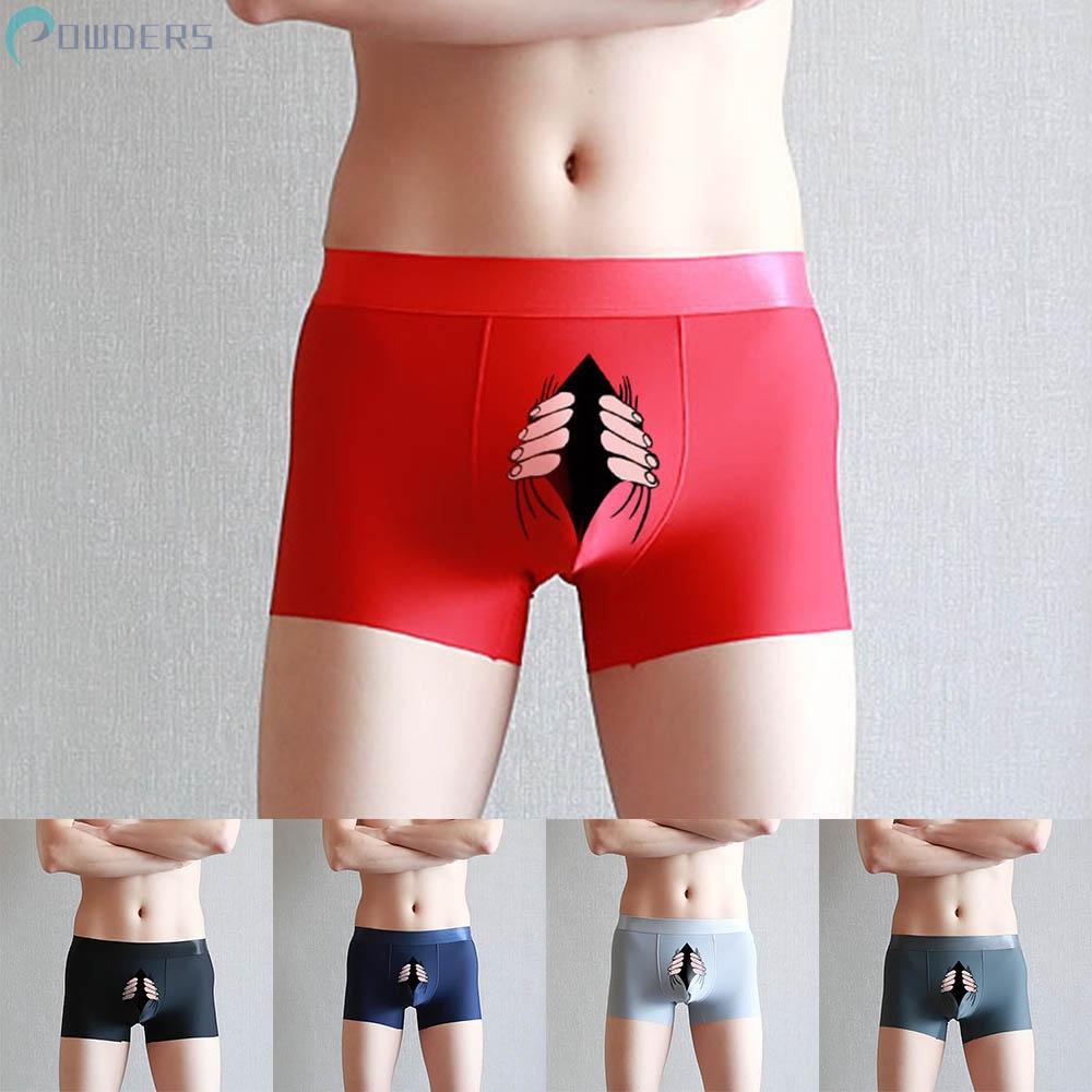 Quần Lót Boxer Vải Lụa Lạnh Mềm Mại Thoải Mái In Họa Tiết Hoạt Hình Vui Nhộn Dễ Thương Cho