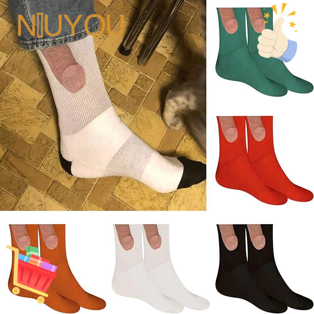 NIUYOU 1 Đôi Tất Thể Thao In Hình Vui Nhộn Mới Cho Nam Nữ