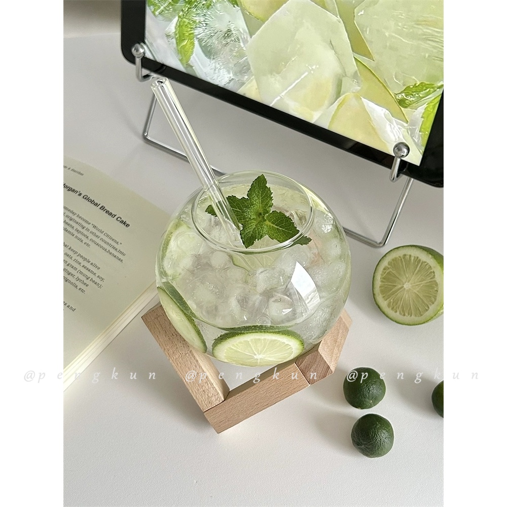 Cốc Thủy Tinh Uống Rượu / Cà Phê Cảm Giác Chạm Cao Thiết Kế Niche Phong Cách ins Mùa Hè Cho Nữ