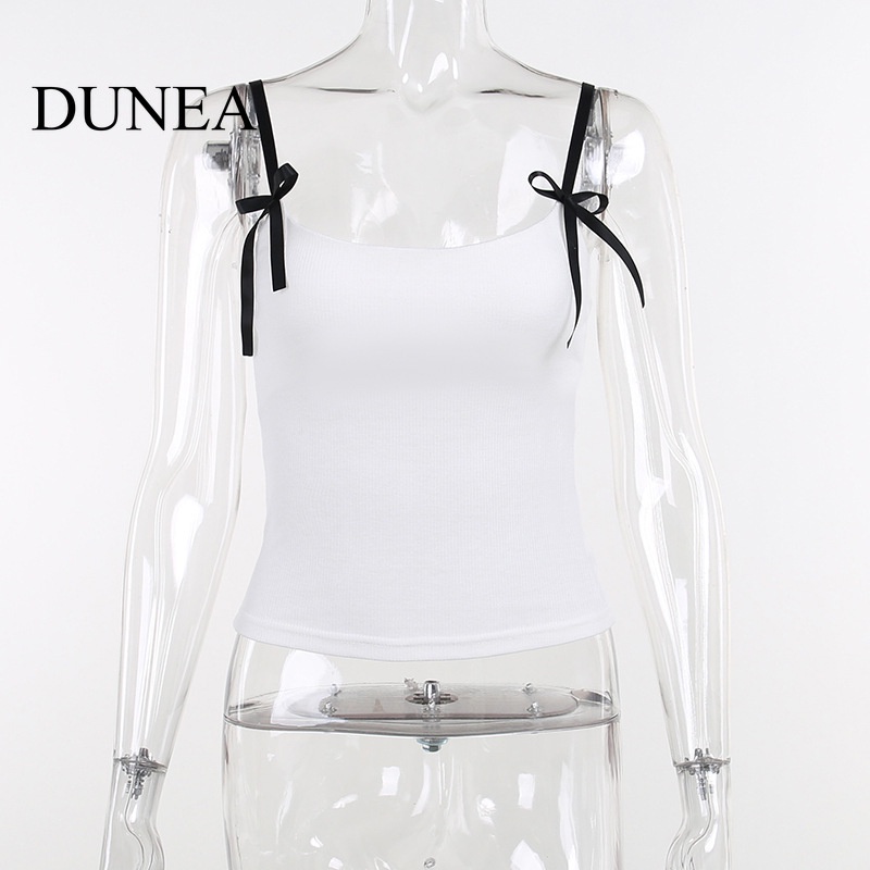 DUNEA Áo Sát Nách Màu Sắc Tương Phản Họa Tiết Bướm Nhỏ Xinh Cho Nữ