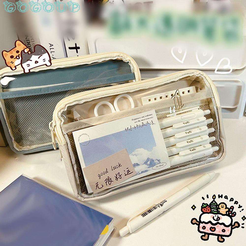 GOGOUP Túi Đựng Bút Hai Ngăn Cỡ Lớn Tiện Lợi Ốp