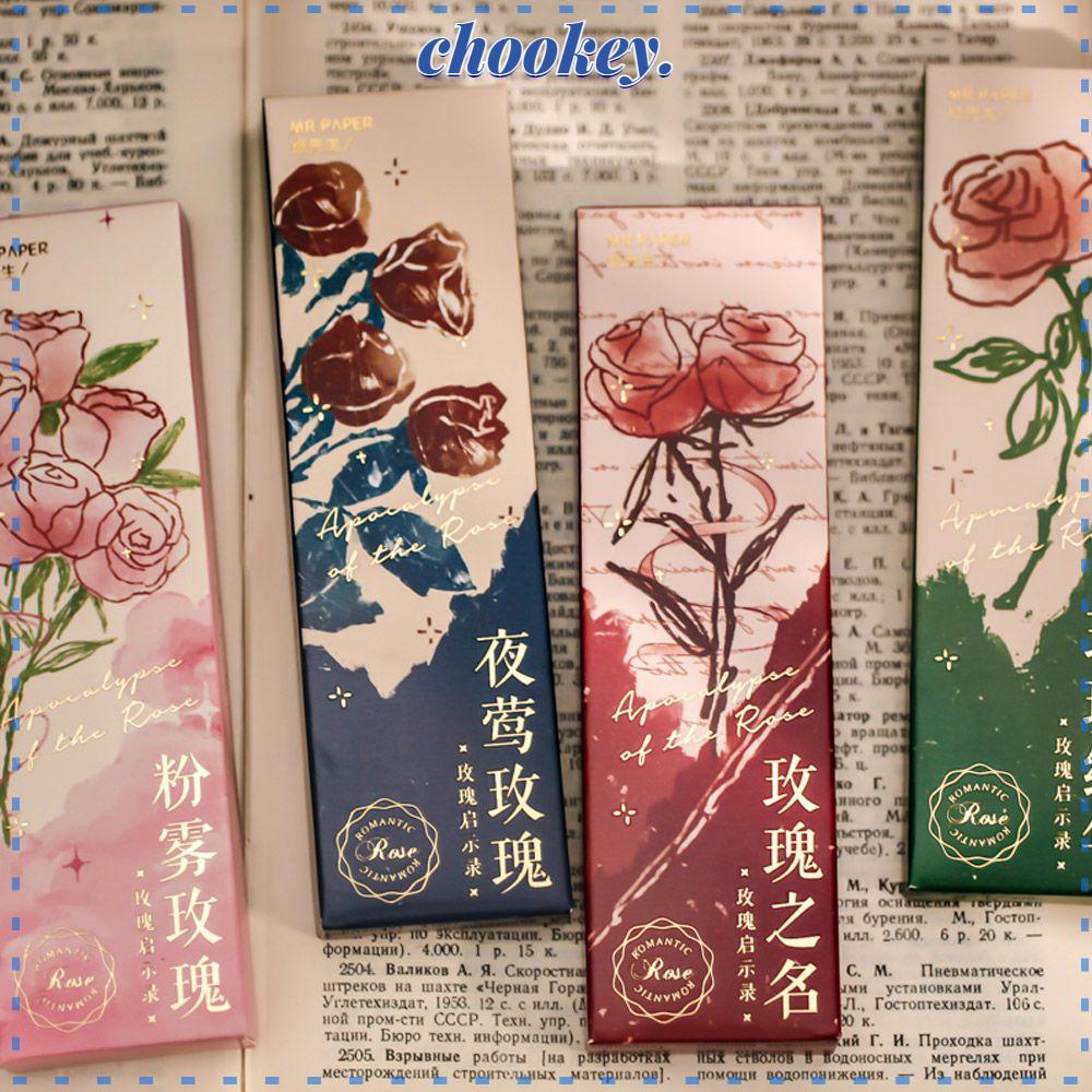 CHOOKEY Hộp 30 Thẻ Giấy Đánh Dấu Trang Sách Hình Hoa Hồng Sáng Tạo