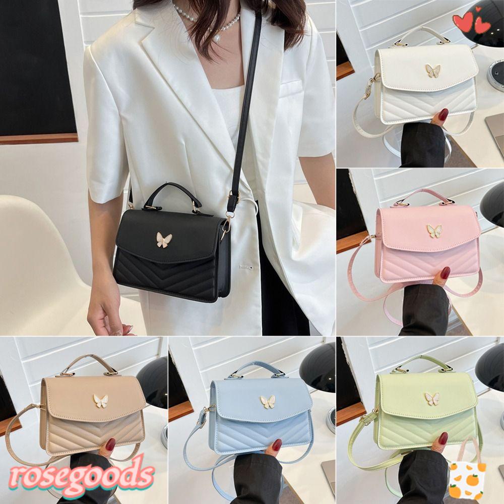 ROSE Túi Xách Da PU Thêu Họa Tiết Bươm Bướm Kích Cỡ Lớn Thời Trang Dành Cho Nữ