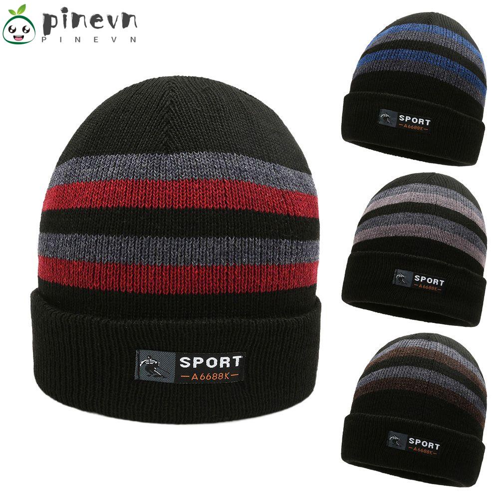 PINEVN Mũ Len Beanie Nữ Sọc Ngang 4 Màu Dễ Thương