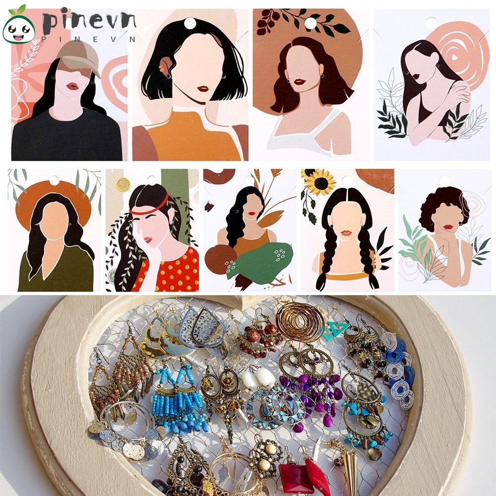 PINEVN Set 100 Tấm Thẻ Trưng Bày Bông Tai DIY Nhiều Màu Sắc