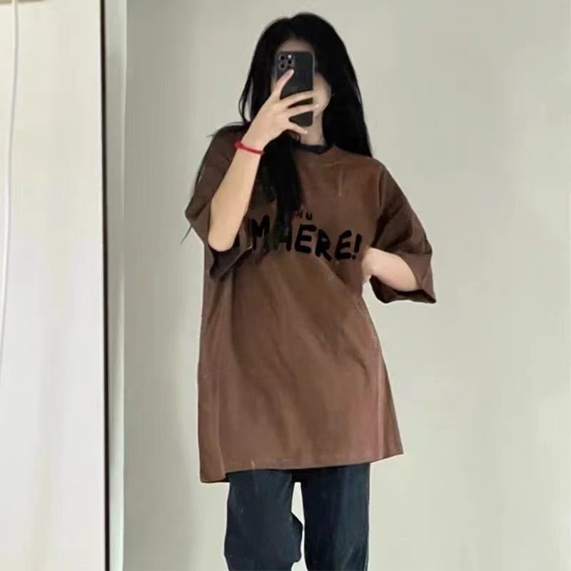 Áo Thun Tay Ngắn Dáng Rộng In Chữ Đơn Giản Phong Cách Hàn Quốc Thời Trang Mùa Hè Hàng Mới Dành Cho Nam Và Nữ