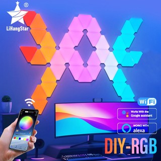 Đèn led treo tường hình tam giác thông minh màu rgb kết nối wifi trang trí phòng ngủ / tv đèn ghép hình tam giác ba bên đèn nền tv nhà thông minh