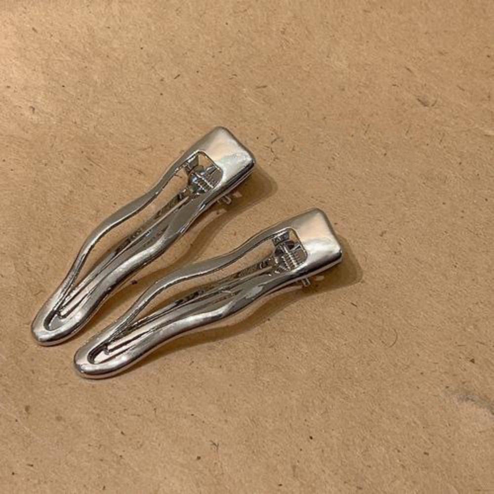 ANEMONE Kẹp Mỏ Vịt Kim Loại Gợn Sóng Hình Học Giọt Nước Mát Mẻ Liền Mạch Hàn Quốc Cho Tiệc Tùng