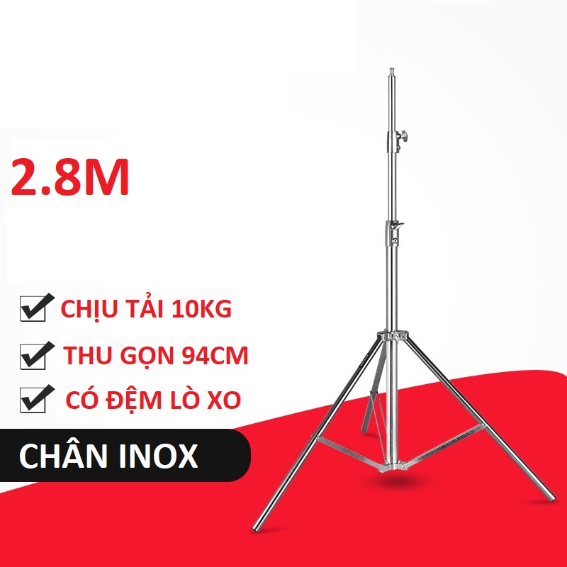 Chân Inox 2m8 100 – 280 cm chịu tải 10 kg Dành Cho Đèn Studio , Spotlight Chuyên Nghiệp {{linhkiensgstore}}