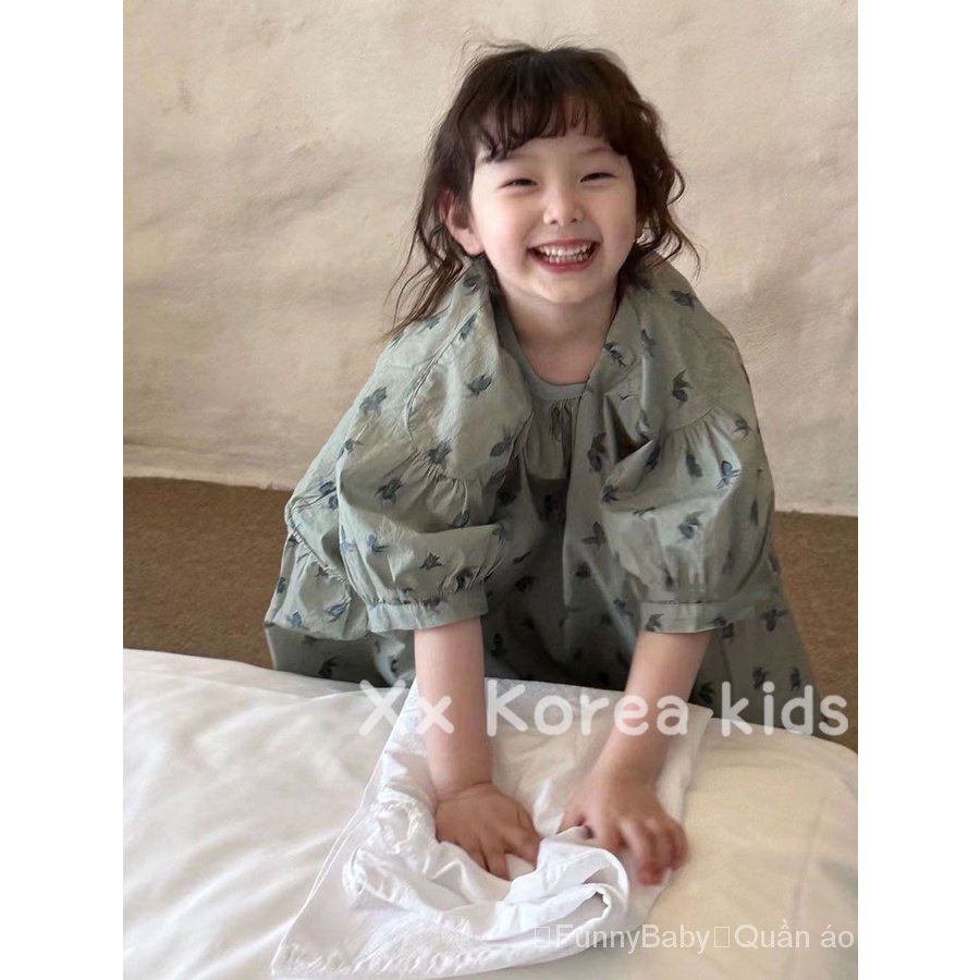 Đầm Dài Rộng Cổ Tròn Phong Cách Phương Tây Thời Trang Mùa Hè 2023 Dành Cho Bé Gái