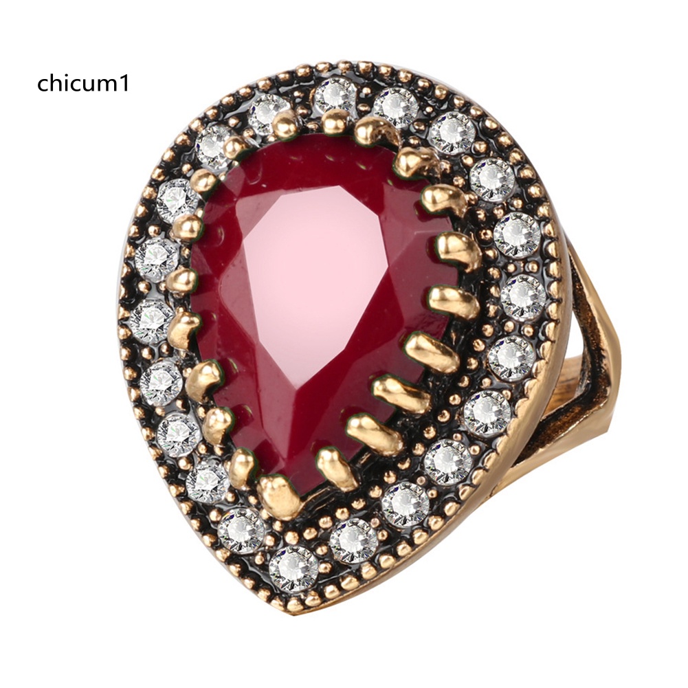 Nhẫn Đính Đá Kim Cương Hình Giọt Nước Phong Cách Cổ Điển Cho Nữ