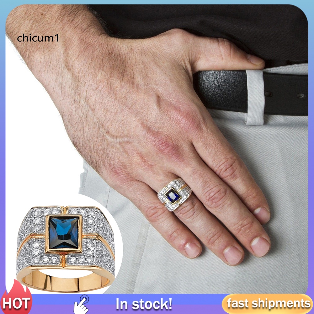 Nhẫn Đính Đá Sapphire Giả Thời Trang Cho Nam