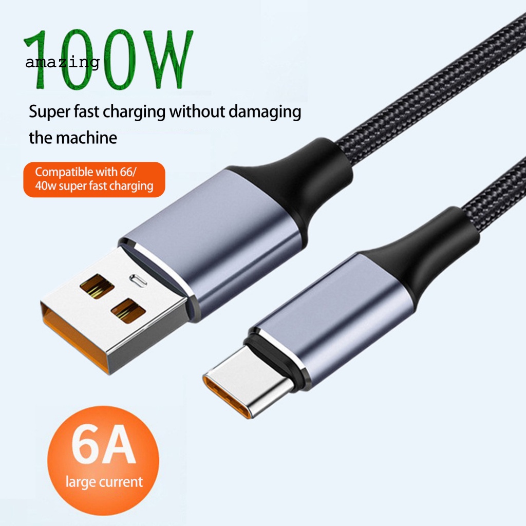 Dây Cáp Sạc Nhanh USB Type-C 6A 100W Chống Rối Dành Cho Điện Thoại Di Động