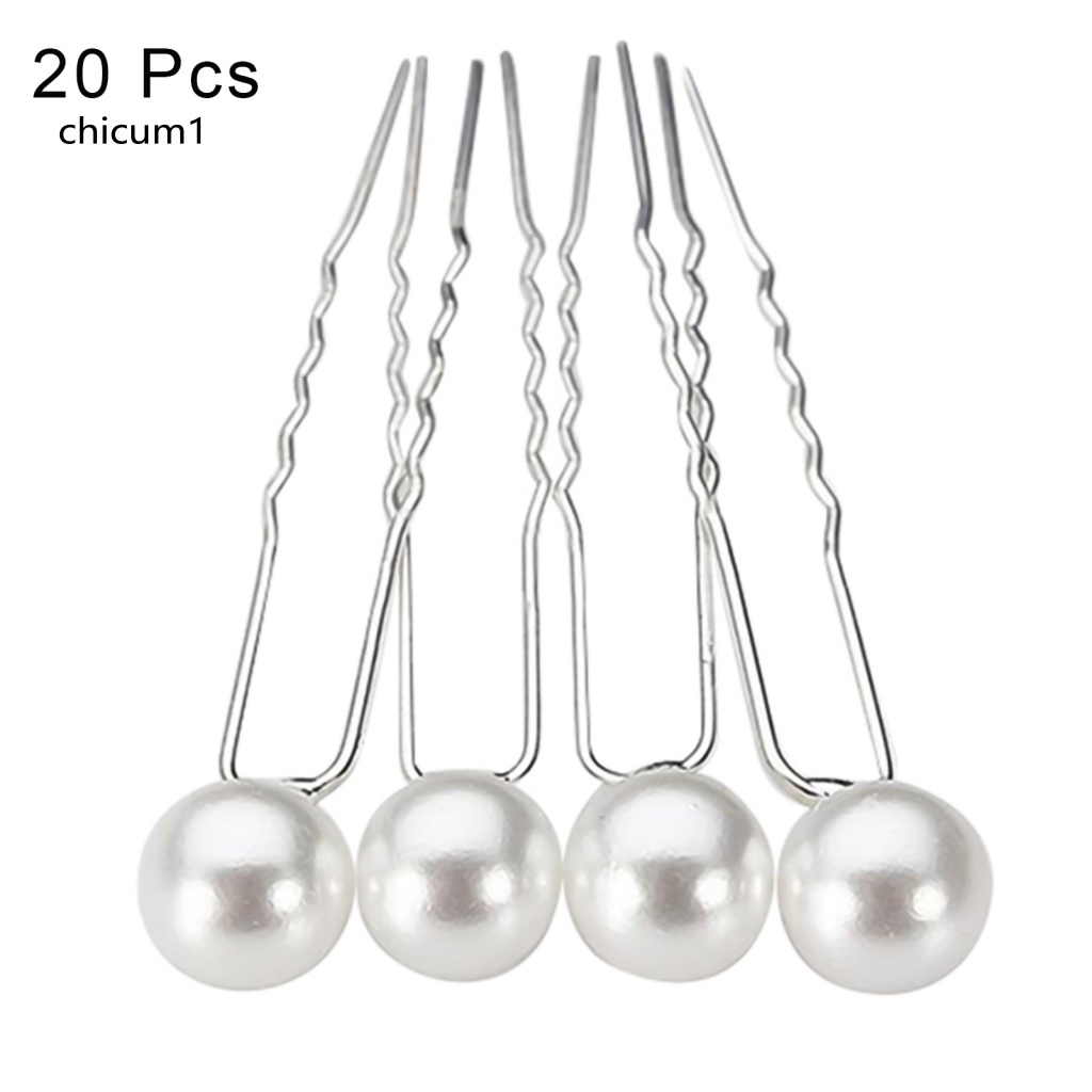 Set 20 Kẹp Tóc Đính Ngọc Trai Giả Màu Trắng Thanh Lịch Dành Cho Cô Dâu