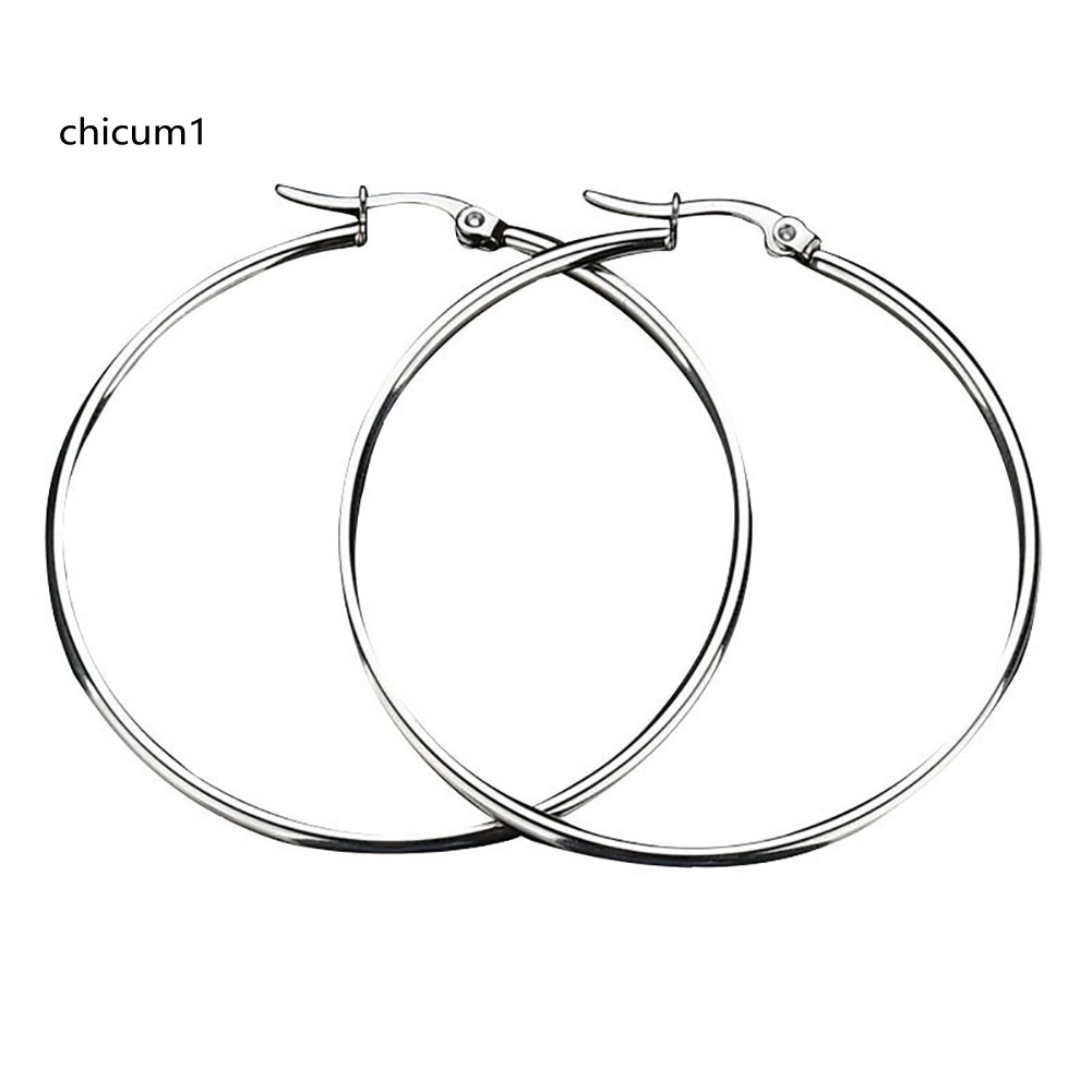 Khuyên Tai Tròn Lớn Bằng Thép Không Gỉ Độc Đáo Cho Nữ