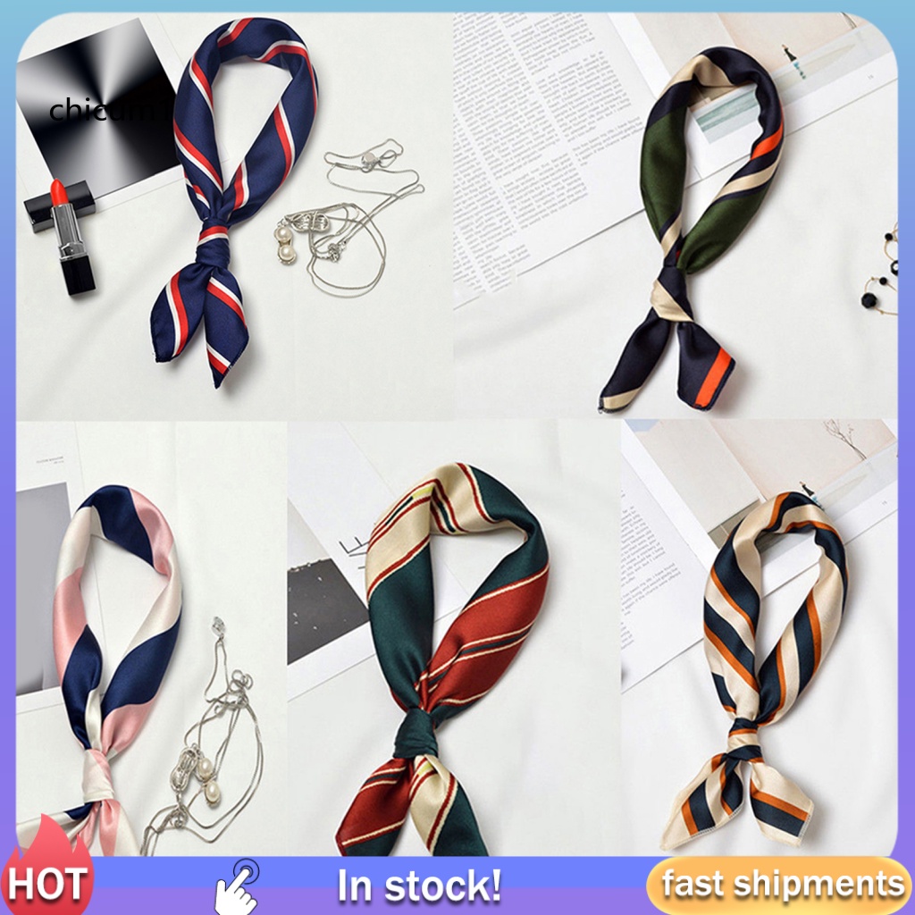 Khăn Choàng Cổ Họa Tiết Kẻ Sọc Thời Trang Thanh Lịch Cho Nữ