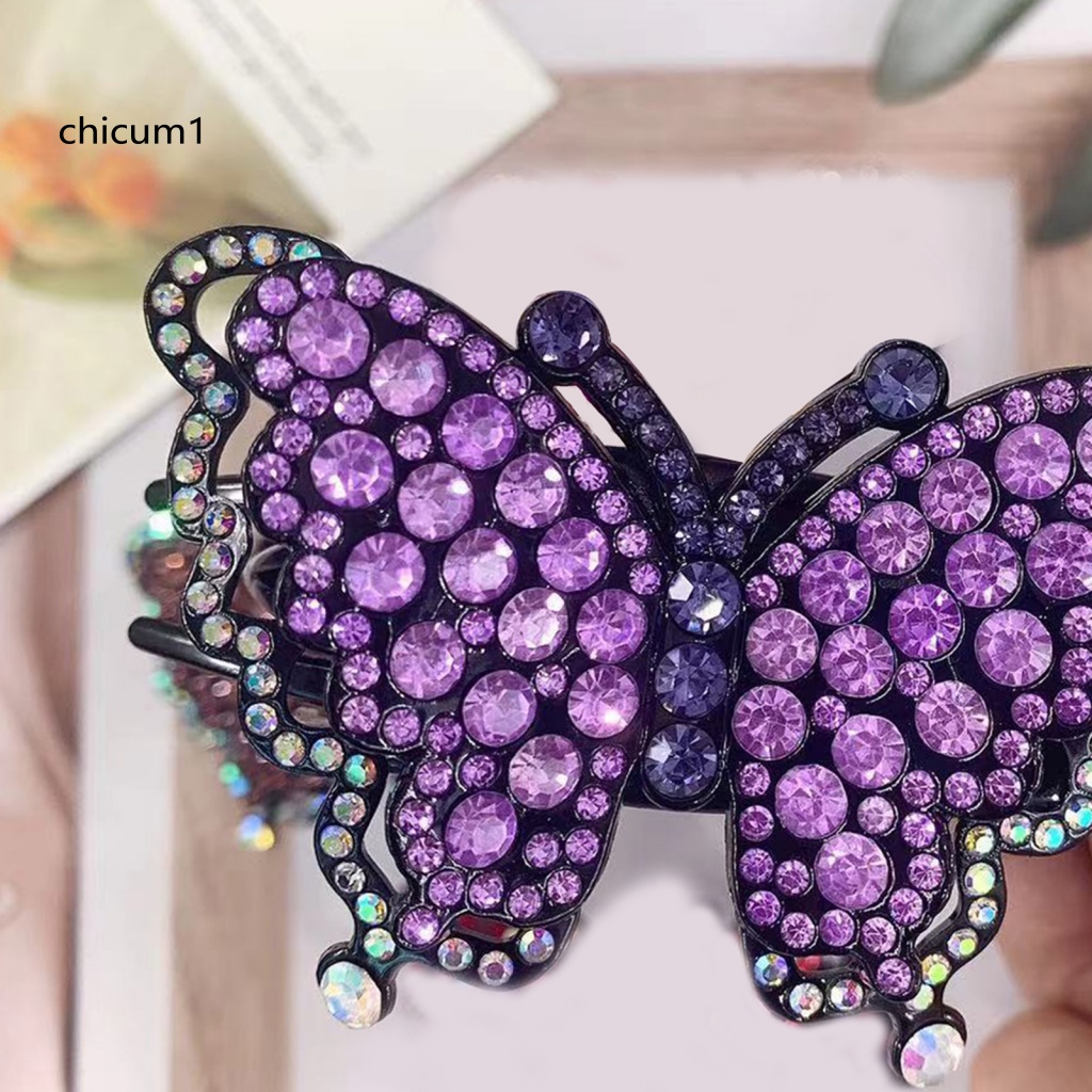 Kẹp Tóc Hình Bướm Đính Đá Nhiều Màu Chống Trượt Trọng Lượng Nhẹ