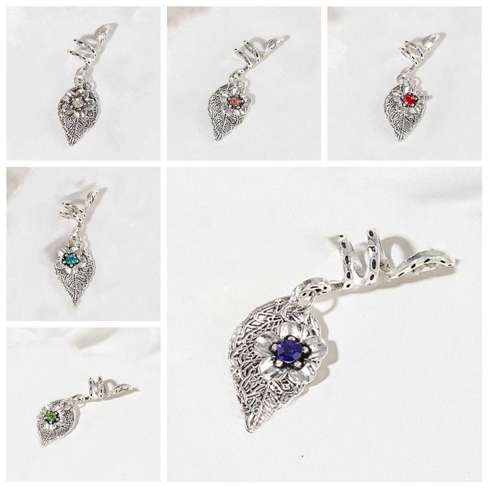 26EDIE Dây Buộc Tóc Hình Chiếc Lá Bằng Hợp Kim Phong Cách Hip hop