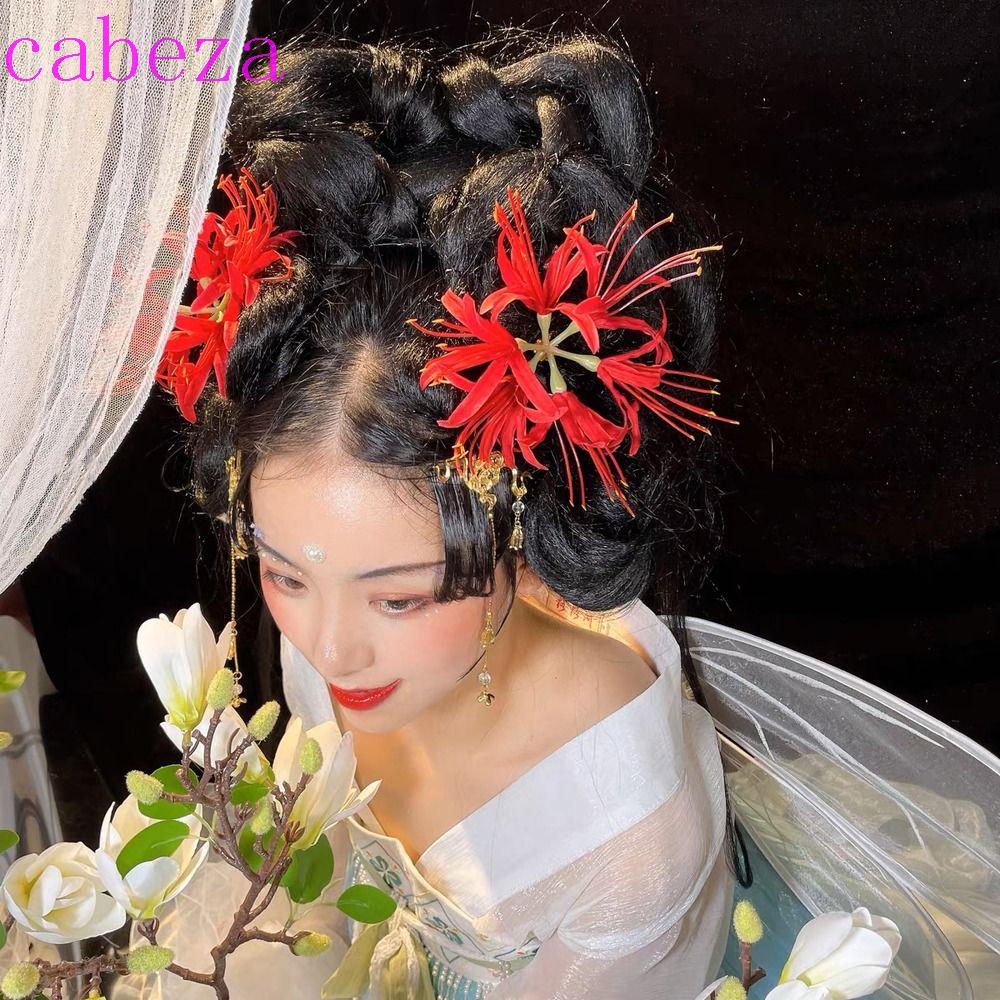 CABEZA Trâm Cài Tóc Lycorisradiata Thủ Công 3D Ngọt Ngào Phong Cách Trung Hoa Cho Bữa Tiệc