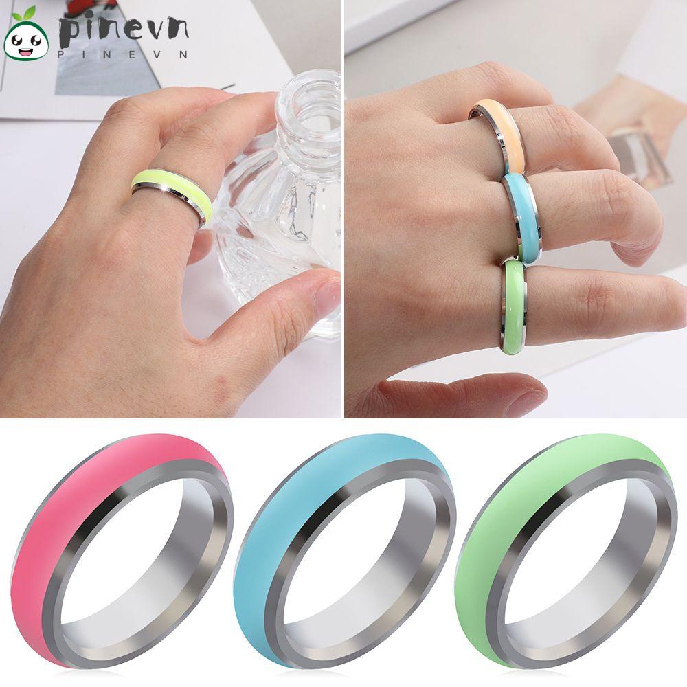 PINEVN Nhẫn Acrylic Phát Sáng Trong Bóng Tối Thời Trang Hàn Quốc