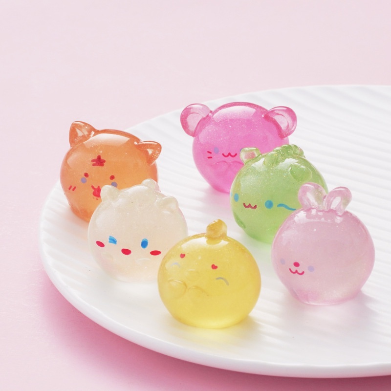 Set 5 Quả Bóng Nhựa Hình Động Vật 3D Phát Quang Trang Trí Ốp Điện Thoại