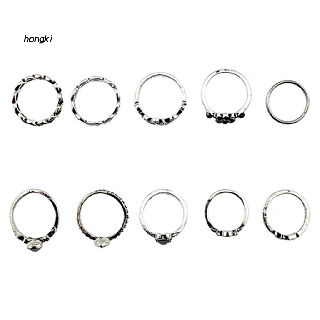 Set 10 NhẫN Đeo GiữA NgóN Cá TíNh Phong CáCh Vintage Cho Nữ