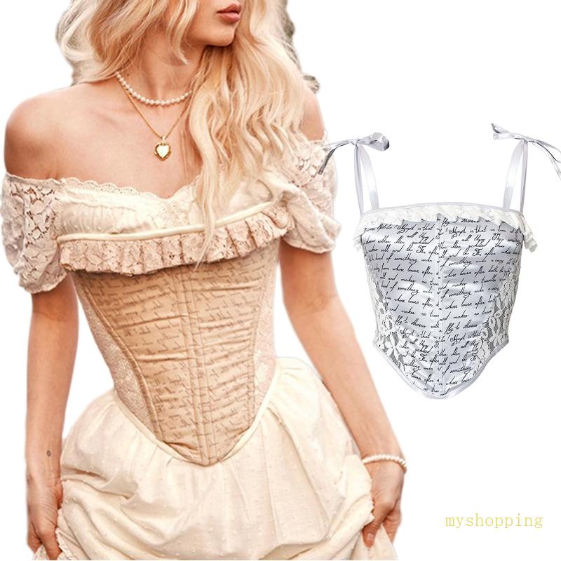 Áo Nịt Ngực Không Tay In Chữ Phong Cách Vintage Gợi Cảm Cho Nữ
