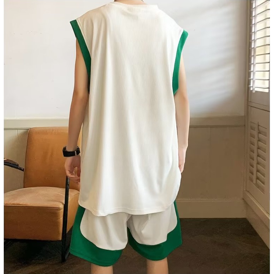 Set Đồ Thể Thao Hai Món Gồm Áo Ba Lỗ Và Quần Short Vải Lụa Mát Thời Trang Mùa Hè Cho Nam