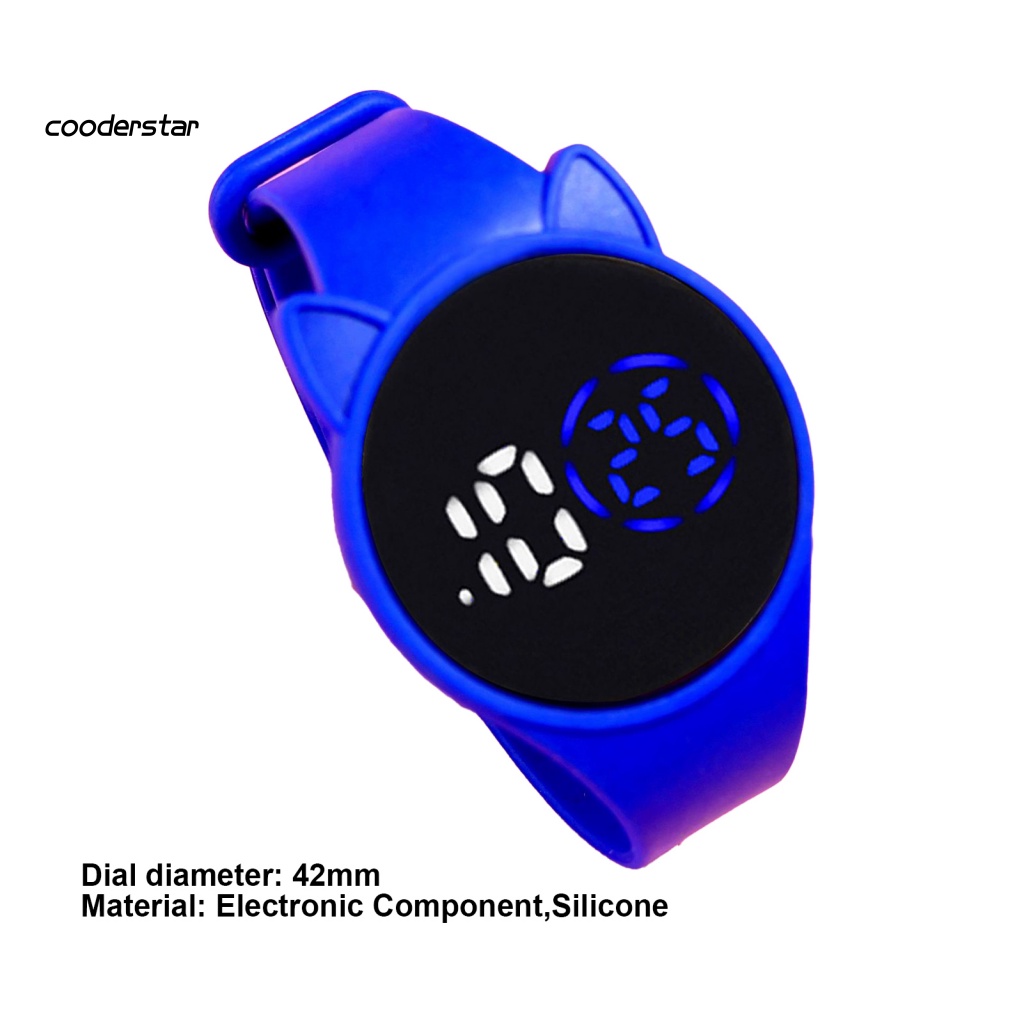 Đồng Hồ Điện Tử Chống Thấm Nước Họa Tiết Hoạt Hình Tai Mèo Có Đèn LED Dành Cho Học Sinh