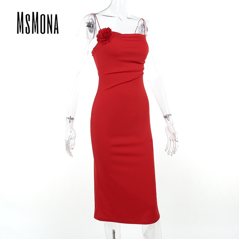 Đầm Hai Dây Dáng Ôm Màu Trơn Họa Tiết Hoa Thanh Lịch Thời Trang 2023 Dành Cho Bạn Nữ