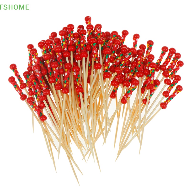 Set 100 Tăm Tre Hai Đầu Dùng Để Trang Trí Đồ Tráng Miệng / Tiệc Cưới