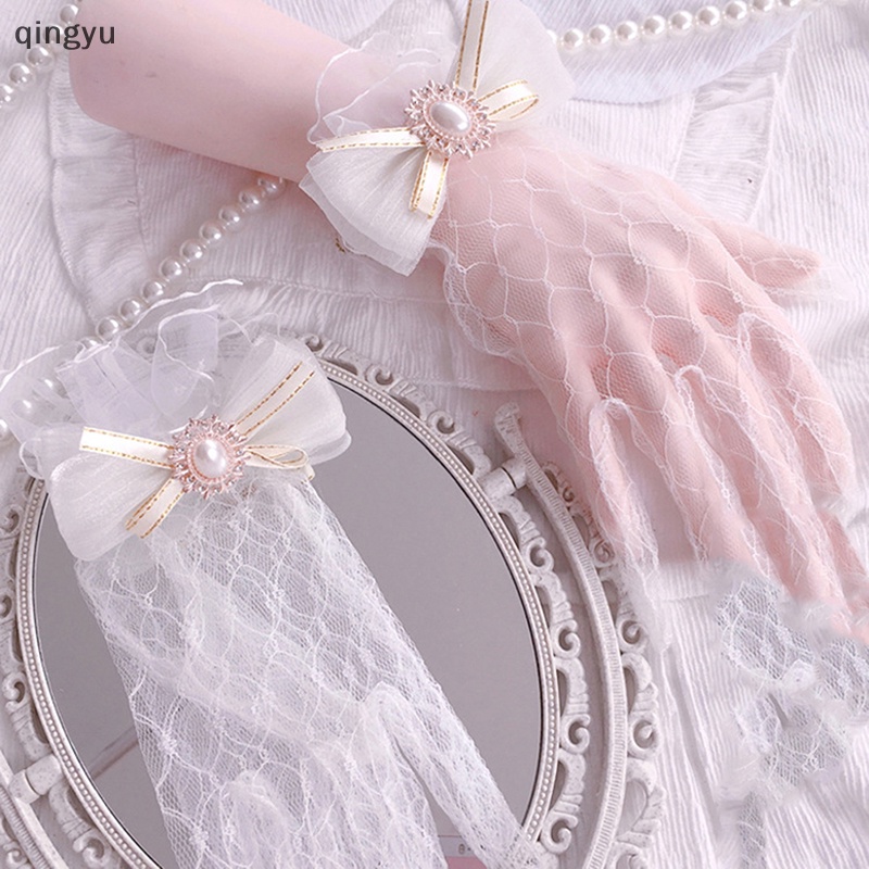 Găng Tay Lưới Lolita Trắng Đen Đính Nơ Ren Hoa Mùa Hè Tốt Cho Bé Gái