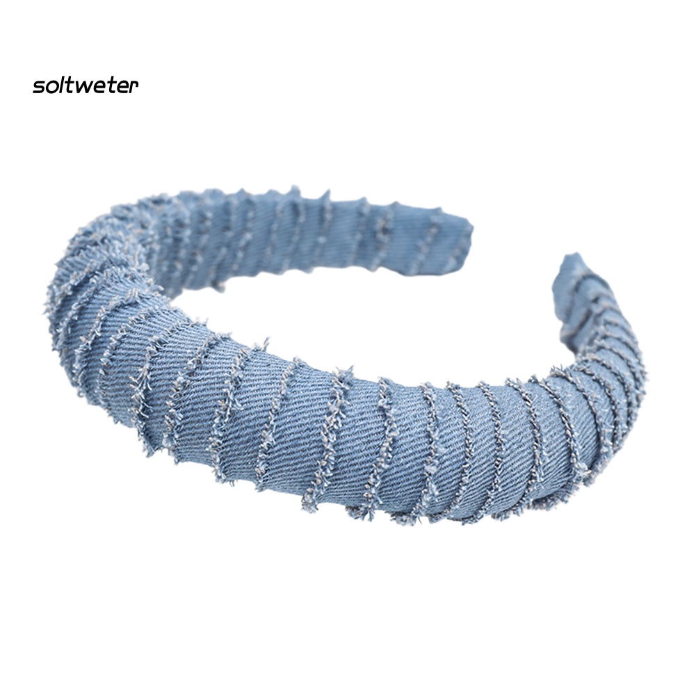 Băng Đô Cài Tóc Vải Jean Màu Sắc Trơn Phong Cách Cổ Điển Thời Trang Cho Nữ