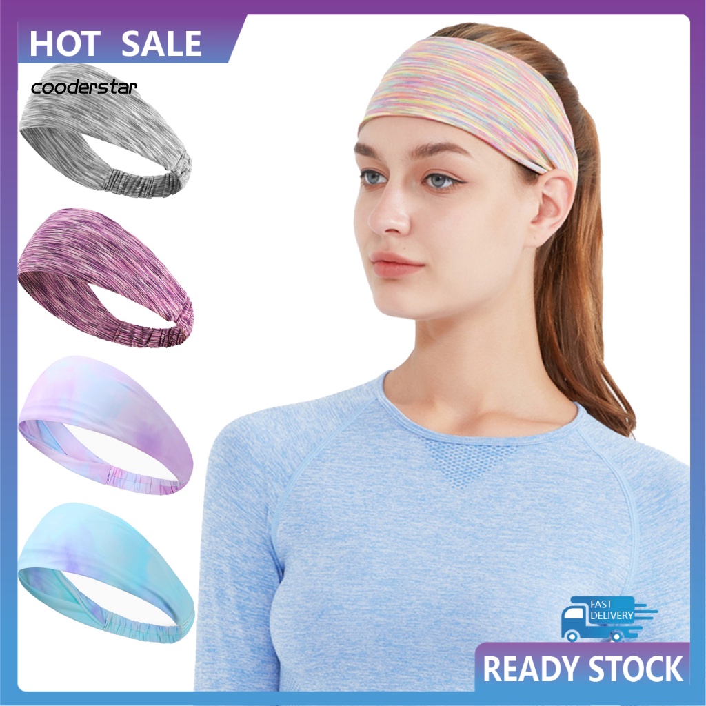 Băng Đô Cài Tóc Thể Thao Bằng Lụa Lạnh Mềm Co Giãn Thoáng Khí Thấm Hút Mồ Hôi Cho Nữ