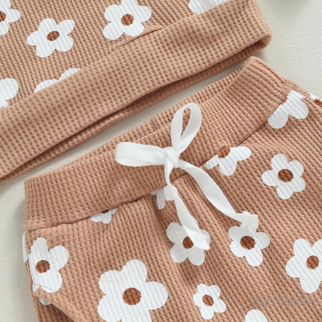 Set Áo Thun Tay Dài &amp; Quần Dài In Hoa Cho Bé Gái Sơ Sinh Từ 0-24 Tháng Tuổi