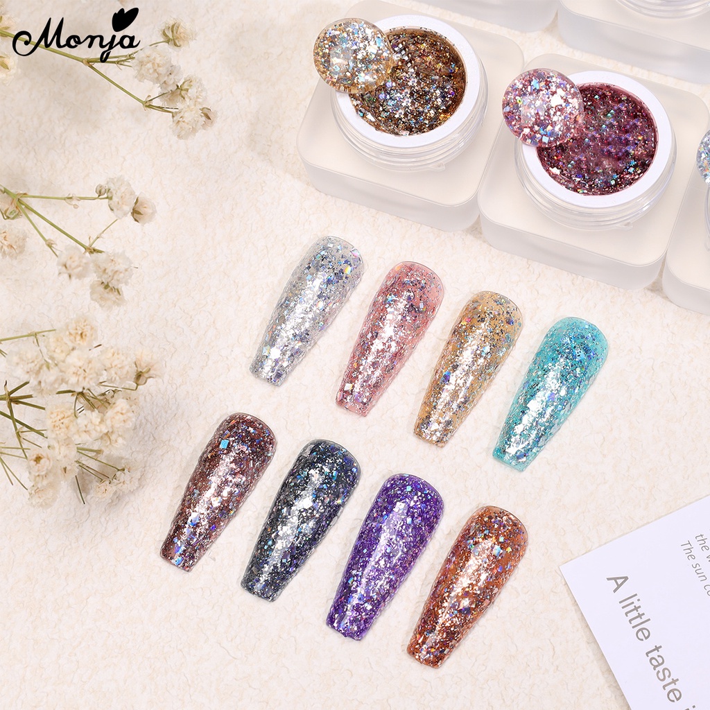Gel Sơn Móng Tay Monja 8ml 8 Màu Lấp Lánh Tự Chọn