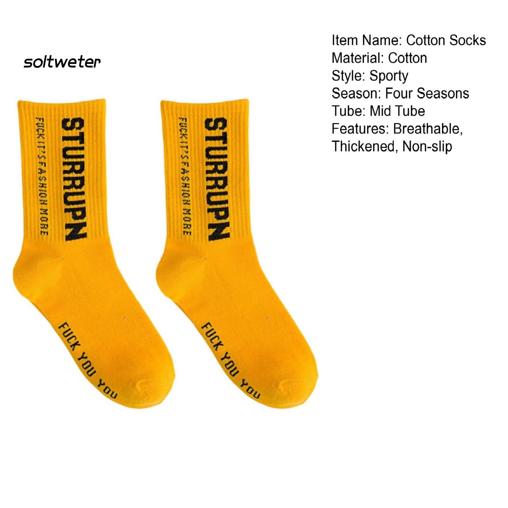 1 Đôi Tất Chân Cotton Siêu Mềm Mại In Chữ Tiếng Anh Thời Trang Cho Nữ