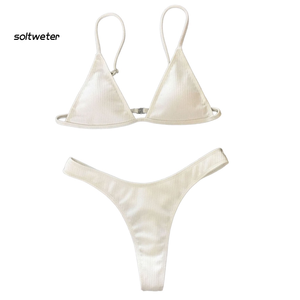 Bộ Đồ Bơi 2 Mảnh Cổ Chữ V Khoét Sâu Nhanh Khô Có Đệm Mút Dành Cho Nữ