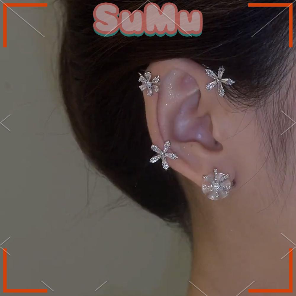 SUMU Khuyên Kẹp Vành Tai Đính Đá Lấp Lánh Thời Trang