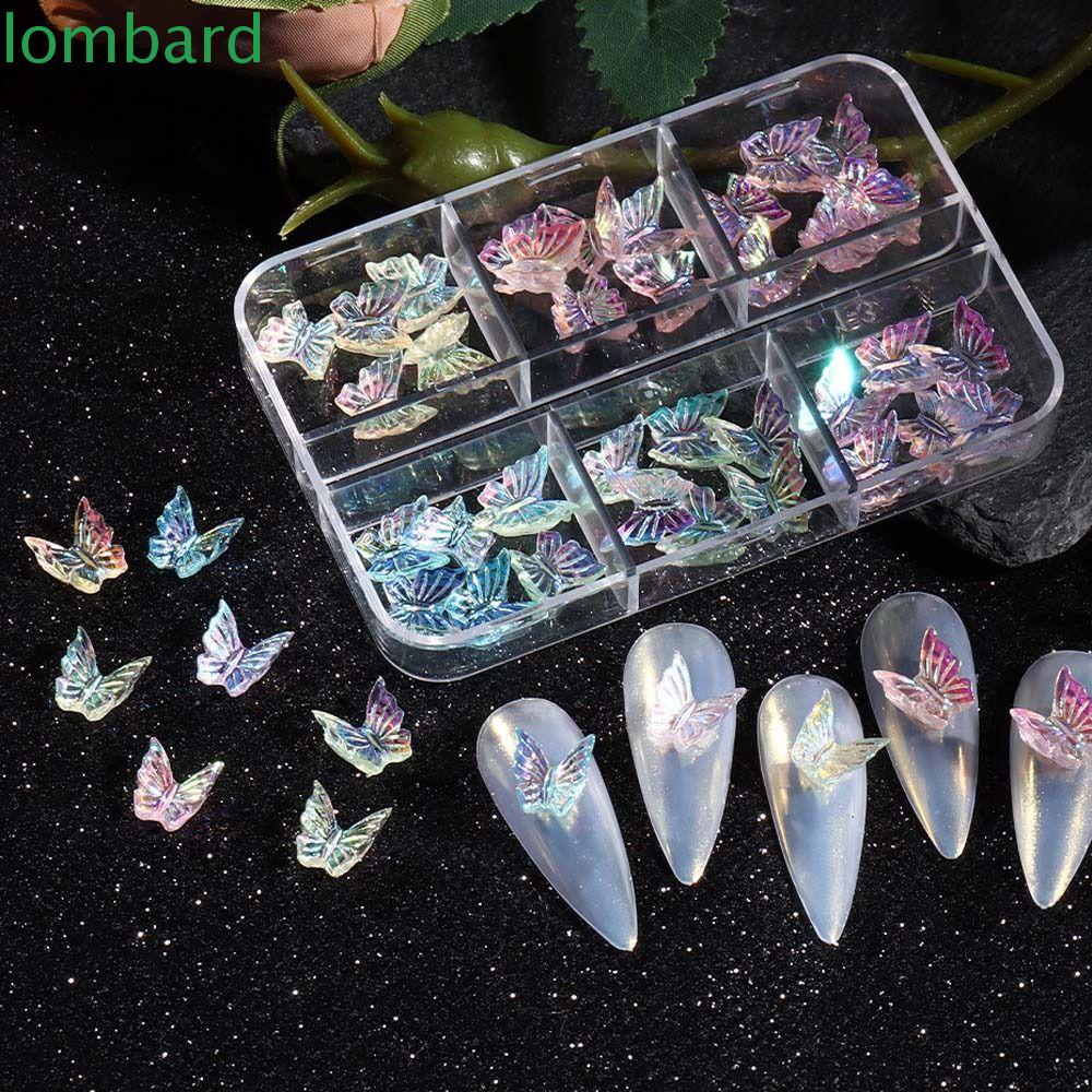 LOMBARD Phụ Kiện Trang Trí Móng Tay Hình Bướm Bằng Resin Thời Trang
