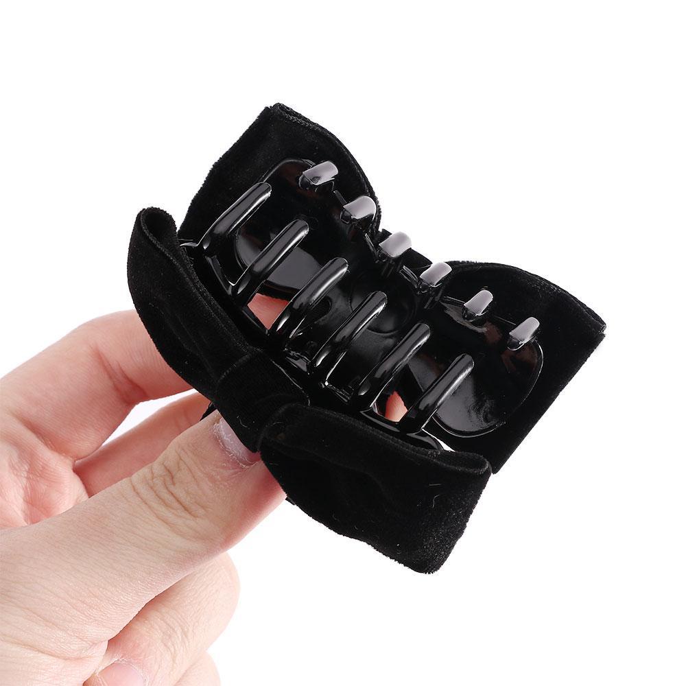 ANEMONE Kẹp Tóc Nơ Bằng Nhung Màu Đen Ngọt Ngào Phong Cách Hàn Quốc Dành Cho Nữ