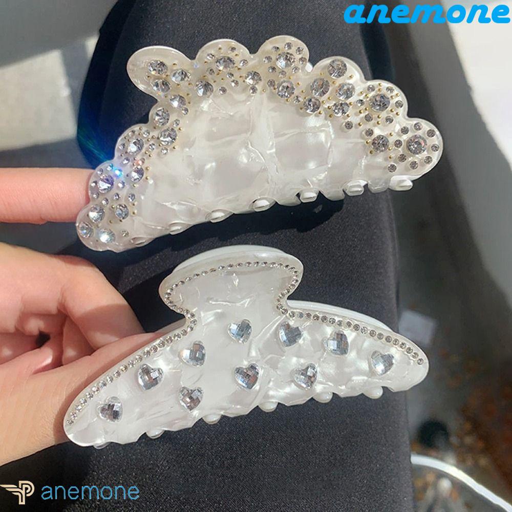 ANEMONE Kẹp Tóc Hình Trái Tim Đính Pha Lê Thời Trang Hàn Quốc Cho Nữ