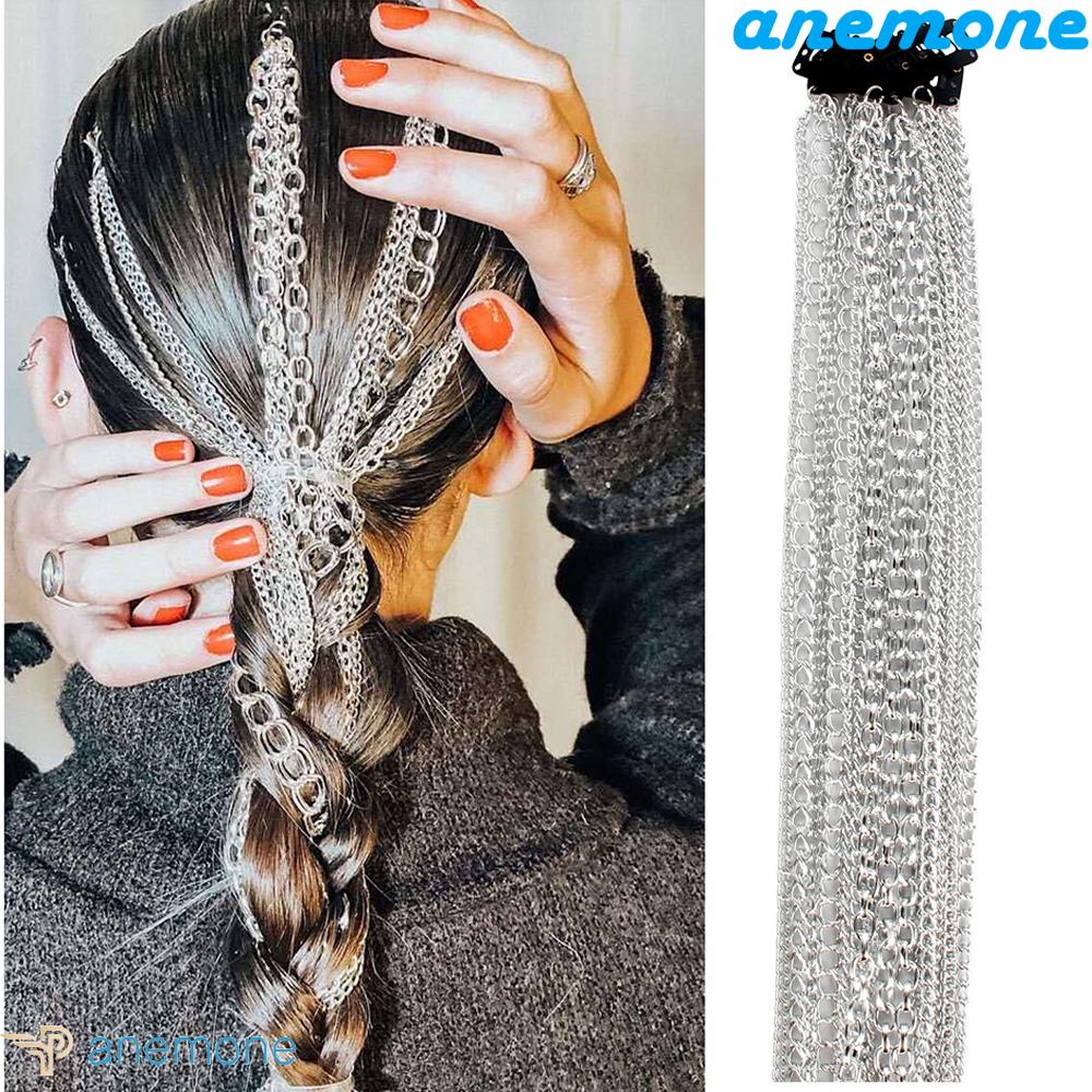 ANEMONE Tóc Giả Nối Dài Dạng Chuỗi Màu Bạc Nhiều Sợi Cho Cô Dâu