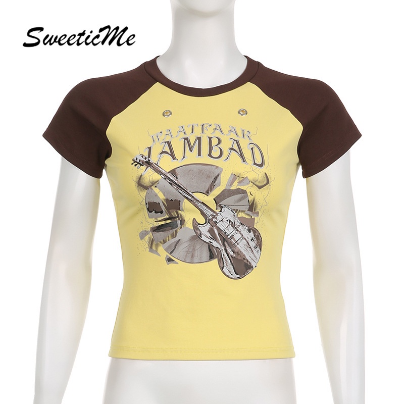 Áo Thun Raglan Cổ Tròn Tay Phối Màu Tương Phản Thời Trang Mới 2023 Cho Nữ