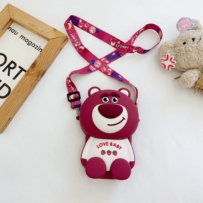 Túi Đeo Chéo Vai Hình Gấu Dâu Tây Dễ Thương Cho Bé Gái Se7en