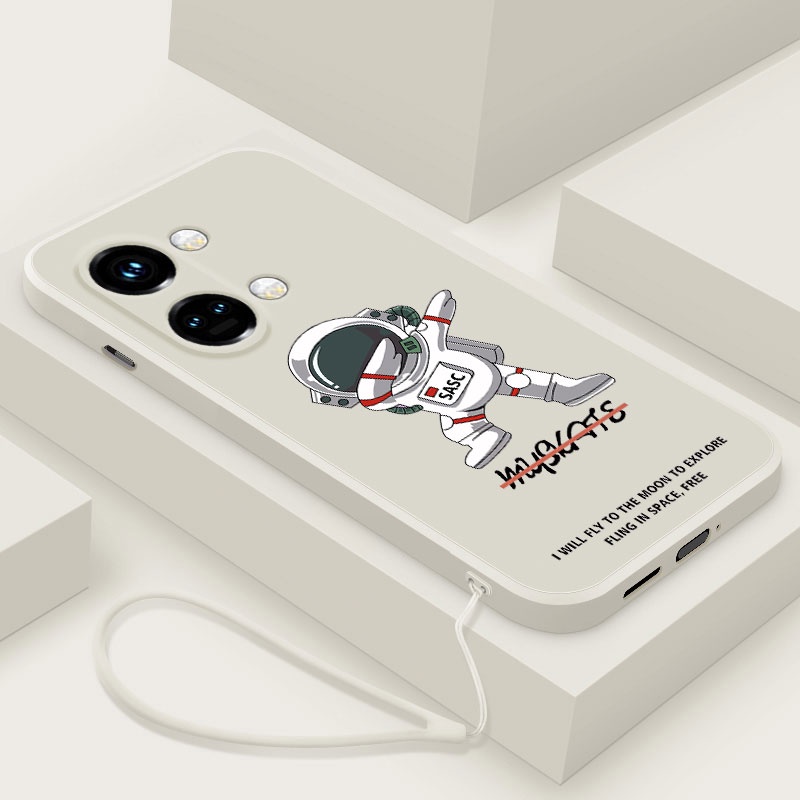 Ốp Điện Thoại silicon Dẻo Vuông Hình Phi Hành Gia + Dây Đeo Cho OnePlus Nord 3 5G nord3 CE 3 Lite 5G