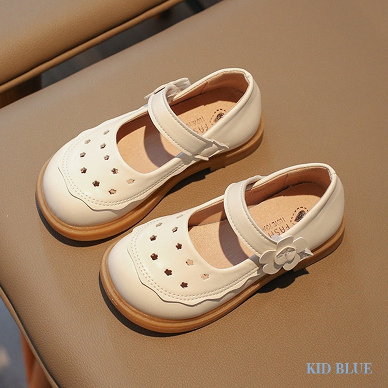 Giày Búp Bê Da Đế Mềm Thiết Kế Đục Lỗ Thời Trang Xuân Thu Cho Bé Gái