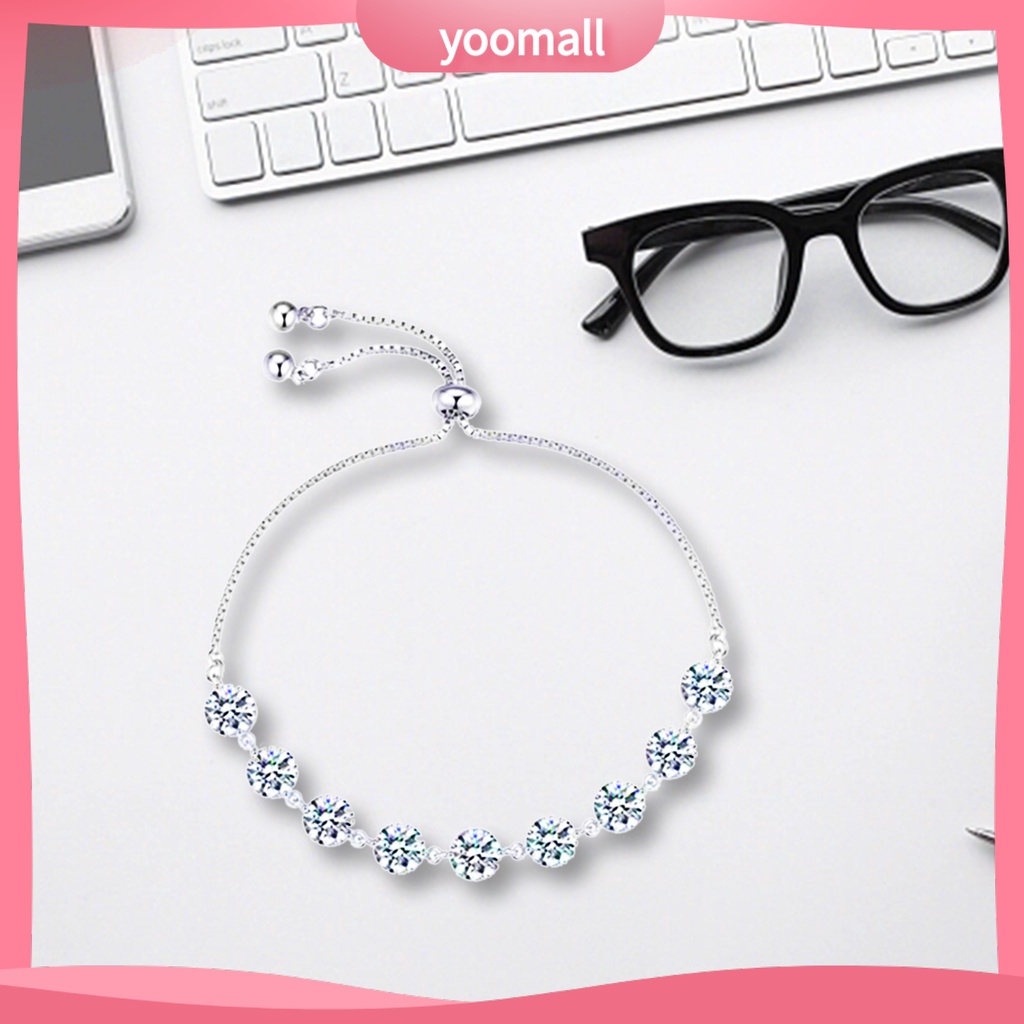 Vòng Tay Hạt Tròn Màu Bạc Lấp Lánh Thời Trang Cho Nữ