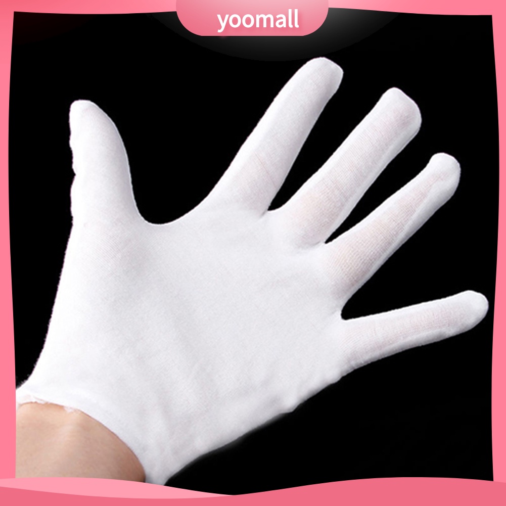 [YM] 12 Đôi Găng Tay Cotton Màu Trắng Kiểm Tra Trang Sức Công Sở