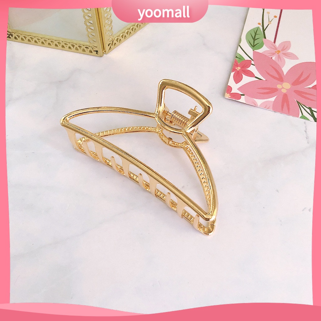 Kẹp Tóc Càng Cua Bằng Hợp Kim Chống Trượt Màu Trơn Thời Trang Cho Nữ